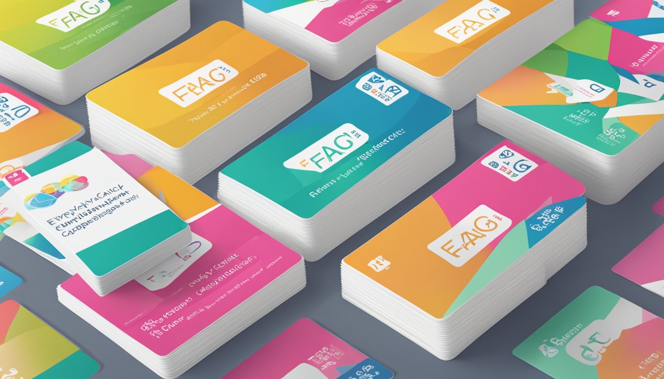 A stack of FAQ cards with "Everyday Card Cashback Singapore" printed on them