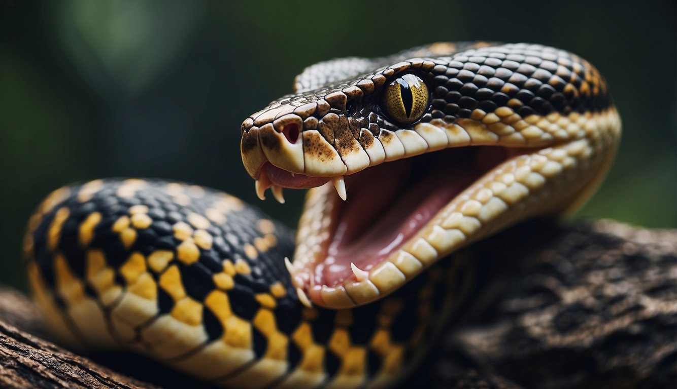 A snake strikes with its fangs, releasing venom.

Its prey succumbs to the poison, illustrating the deadly role of venom in some snakes