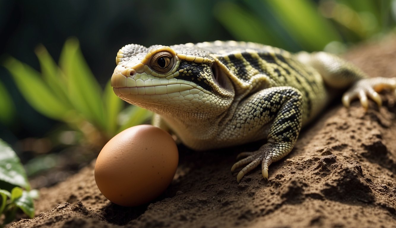 Reptiles lay eggs or give birth in diverse habitats, such as deserts or rainforests, showing various reproductive strategies