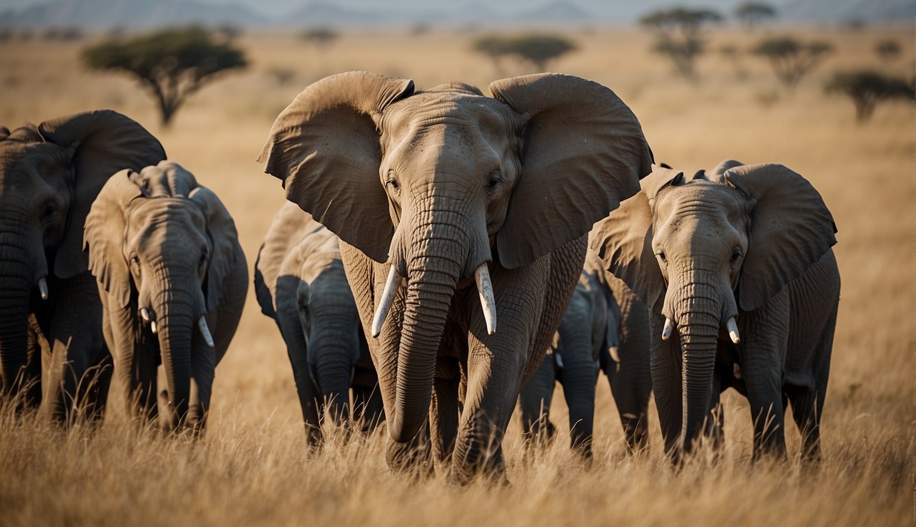 Elephants gather in a vast savanna, using low-frequency rumbles to communicate across the open landscape.

Researchers observe from a distance, recording and analyzing the intricate vocalizations