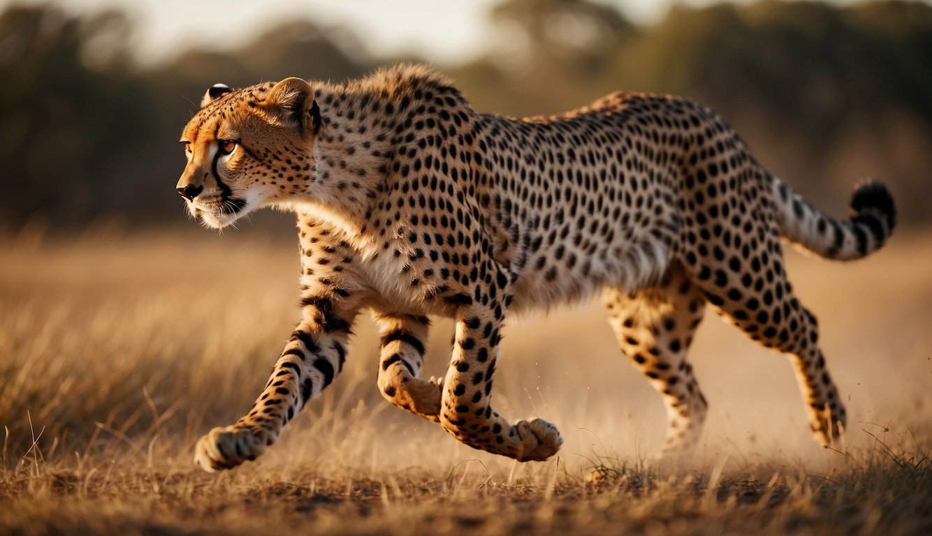 A cheetah races across the savanna, muscles rippling as it reaches top speed.

The wind whips through its fur, and its streamlined body propels it forward with effortless grace