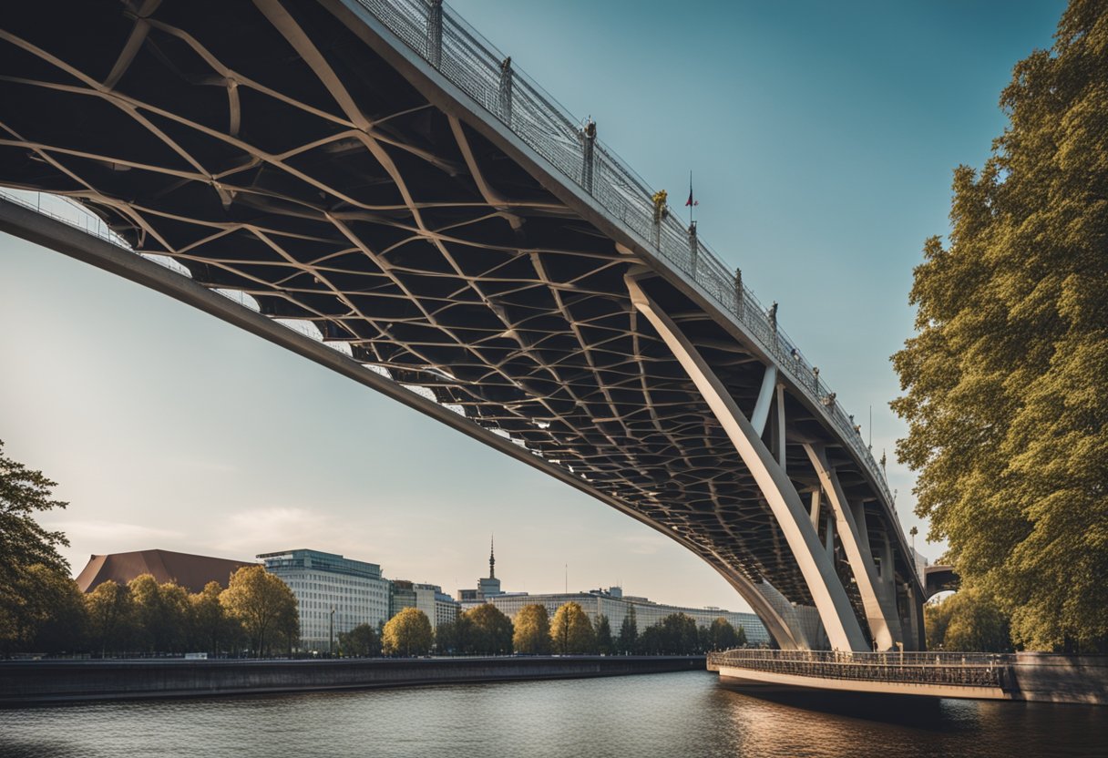 Mehrere Brücken überspannen den Fluss in Berlin, Deutschland