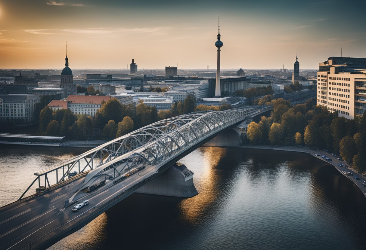 Mehrere Brücken überspannen den Fluss in Berlin und verbinden die urbane Infrastruktur der Stadt