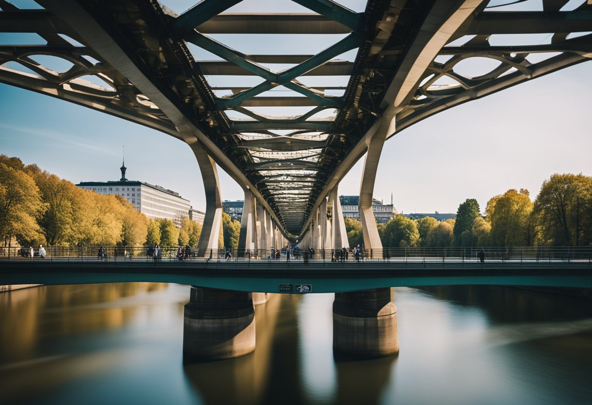 Mehrere ikonische Brücken überspannen den Fluss in Berlin, Deutschland, die jeweils eine einzigartige kulturelle Bedeutung haben