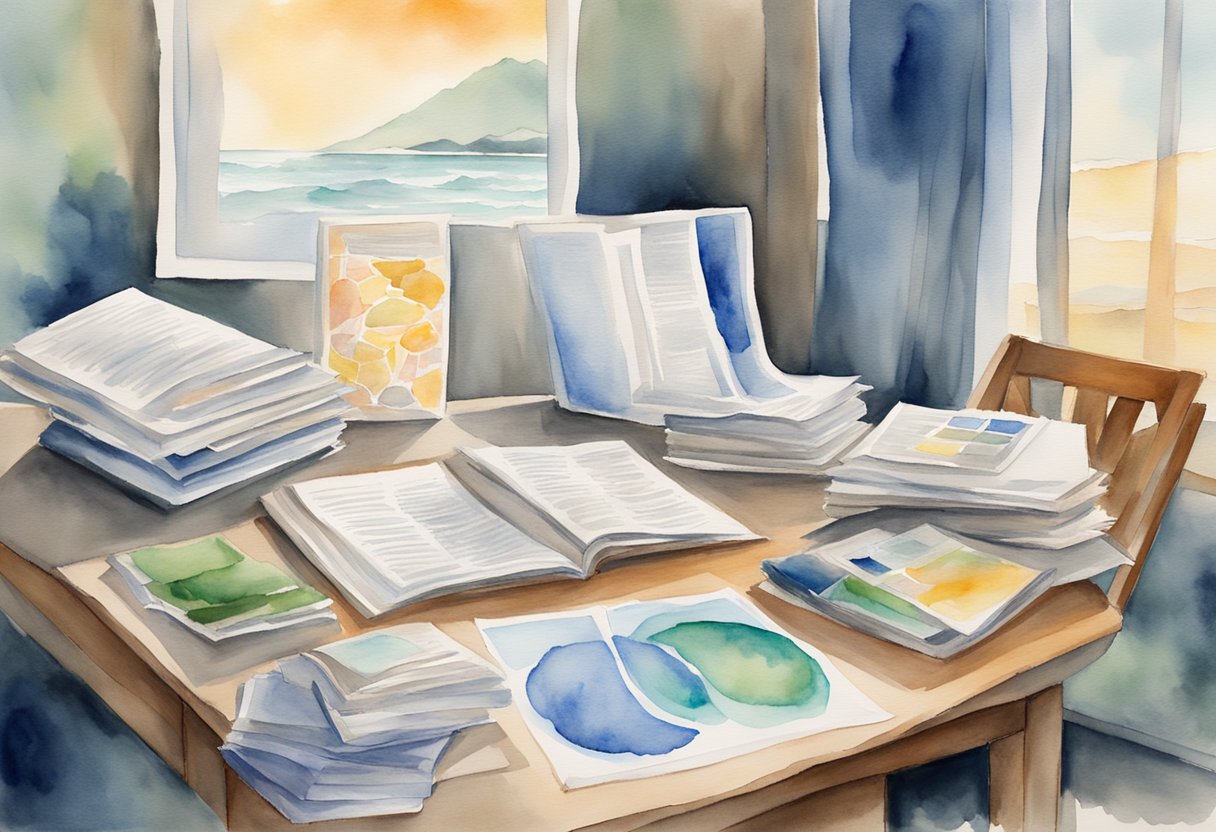 A cancer thriver stands confidently, surrounded by health policy documents, symbolizing the journey of navigating post-treatment realities