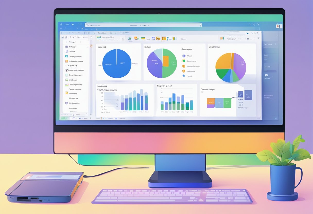 A computer screen displays the Windows 11 operating system. The user opens Disk Management, revealing a list of connected storage devices