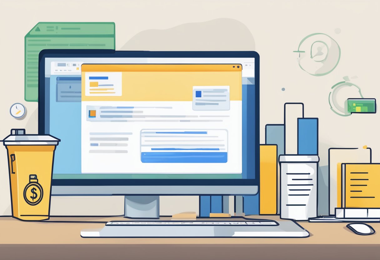 A computer screen displaying Outlook's deletion process with a "Recover Deleted Emails" option highlighted. A trash can icon and a progress bar indicate the retrieval of deleted emails