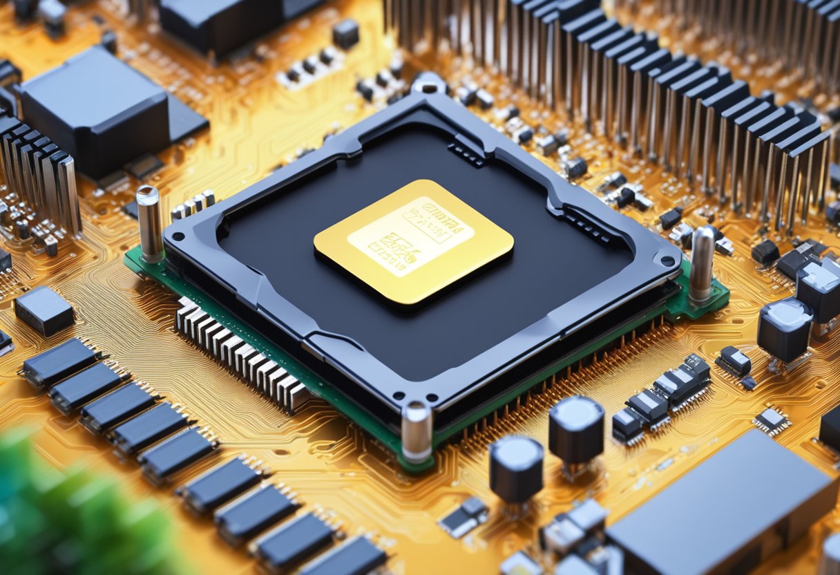 A bare CPU sits on a motherboard, without a heatsink. Heat radiates from the CPU as it operates, causing potential damage