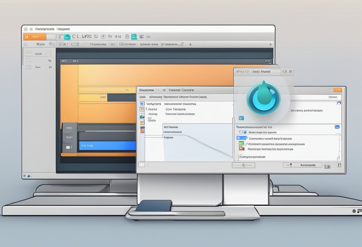 VLC interface open on computer screen. Screen capture settings menu visible. Mouse pointer adjusting capture options