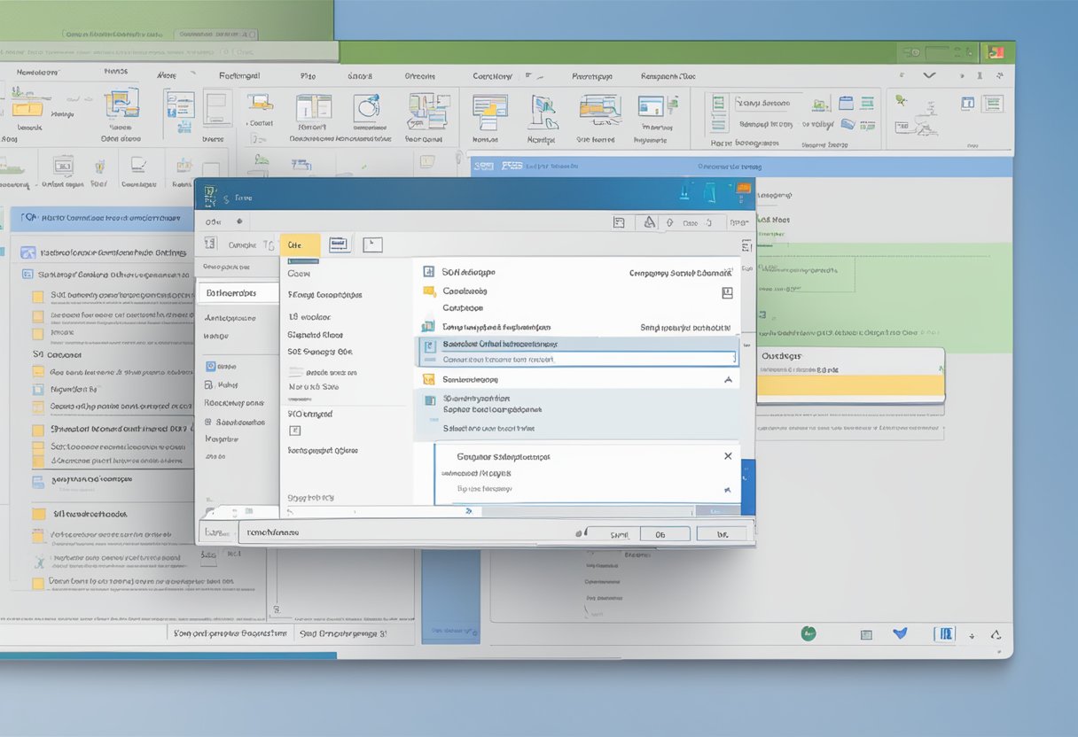 A computer screen displaying Outlook web with a pop-up window for setting up automatic out-of-office replies