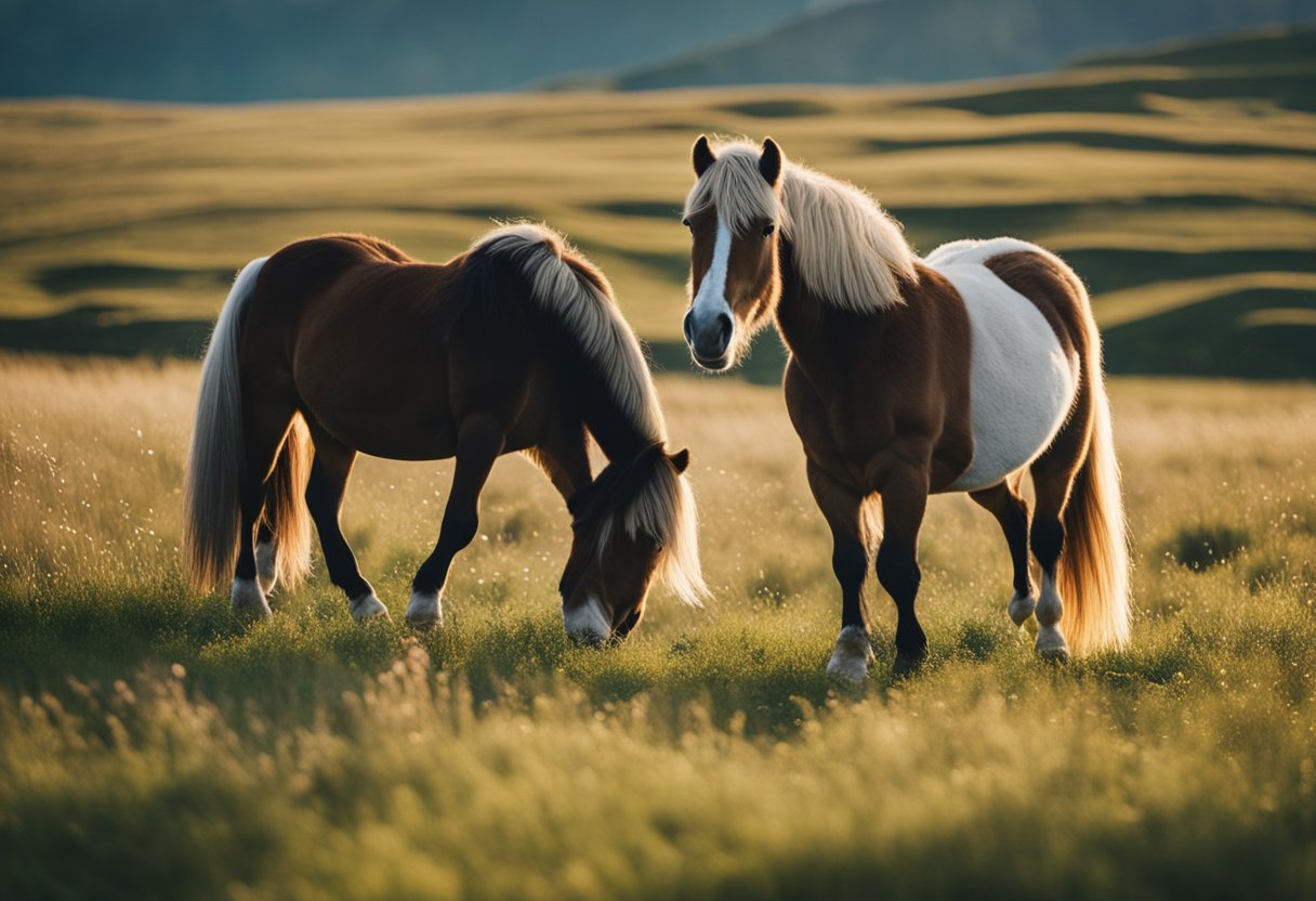 A group of Icelandic horses grazing in a picturesque meadow, showcasing their unique characteristics and genetics