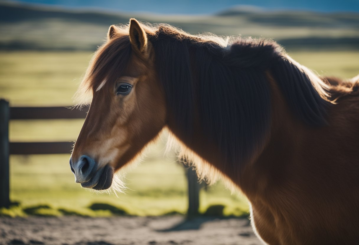 An Icelandic horse displaying problem behavior, such as biting or kicking, being effectively managed using non-violent and humane techniques