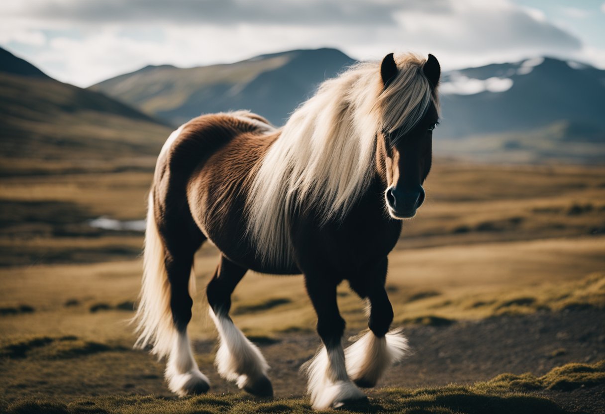 A majestic Icelandic horse showcasing its unique gaits in a deep exploration