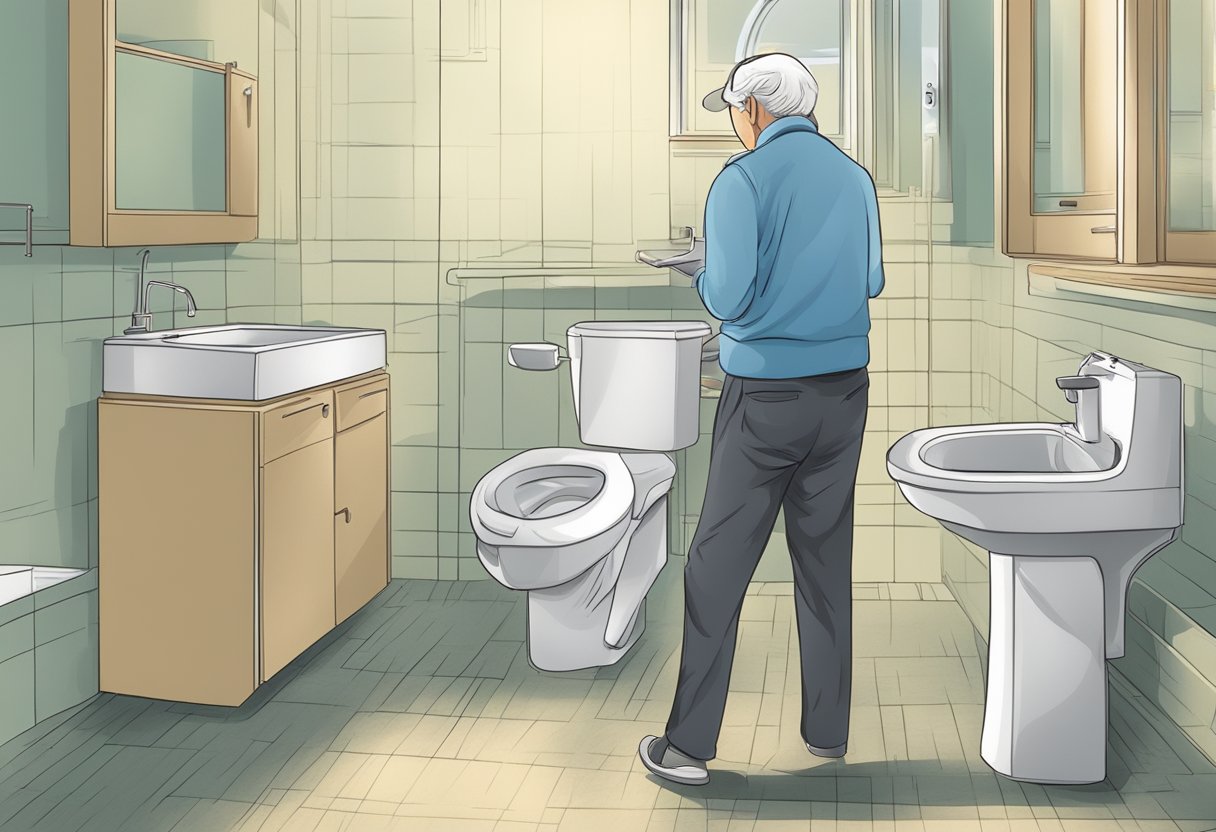 A person's daily life disrupted by overactive bladder, struggling with incontinence