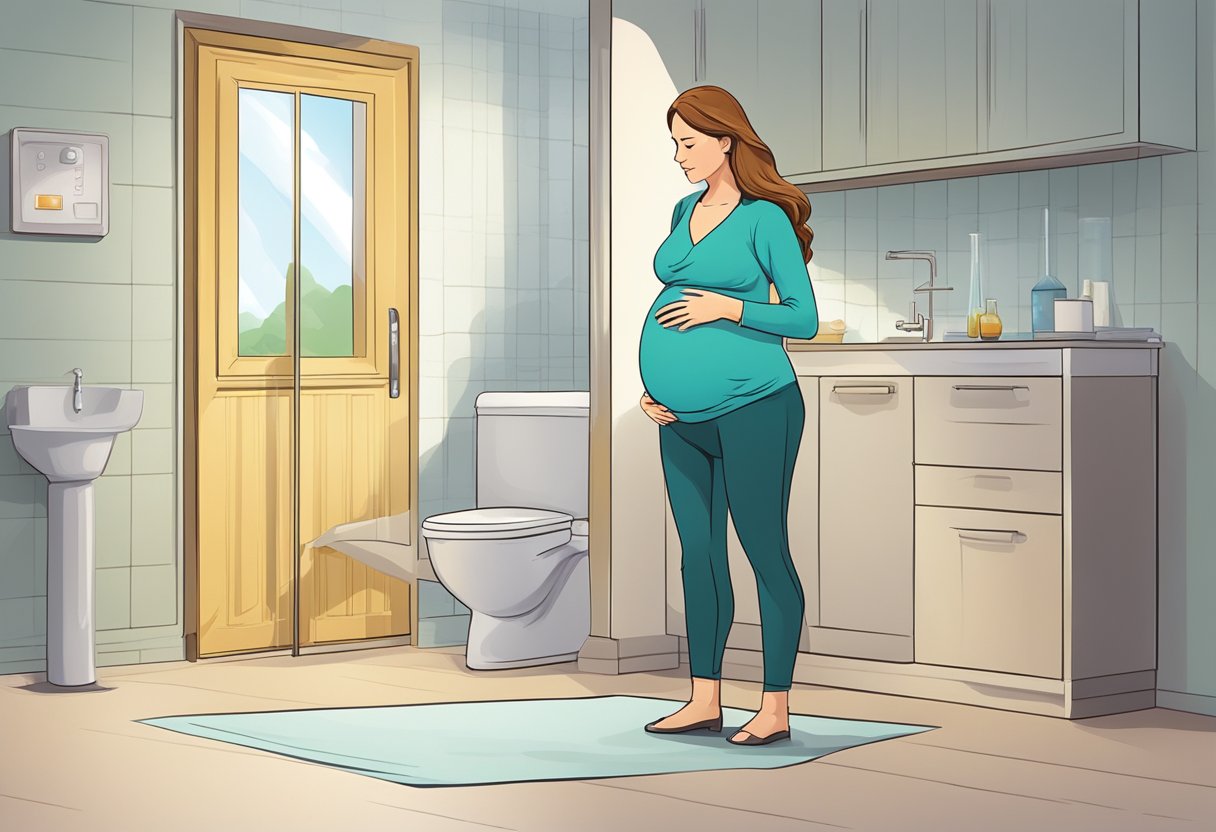 A pregnant woman seeking medical help for urinary incontinence