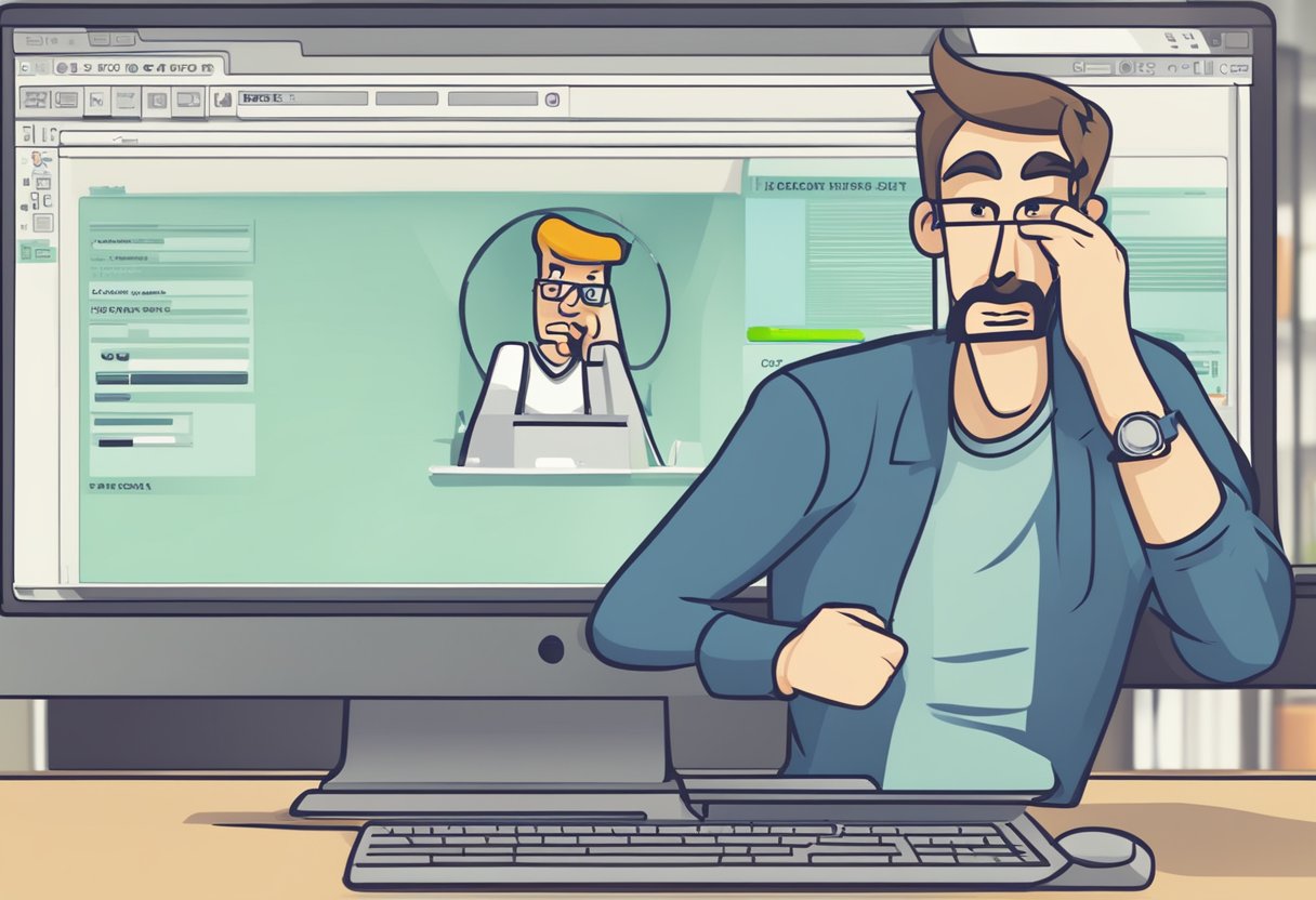 A computer screen displaying an error message with the text "Snipping Tool not working" and a frustrated expression on the user's face