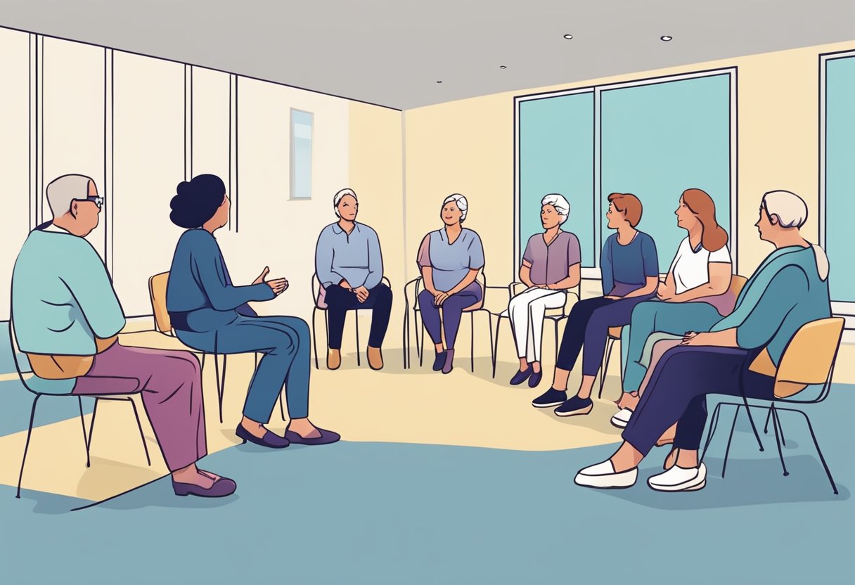 A person discussing incontinence with a support group