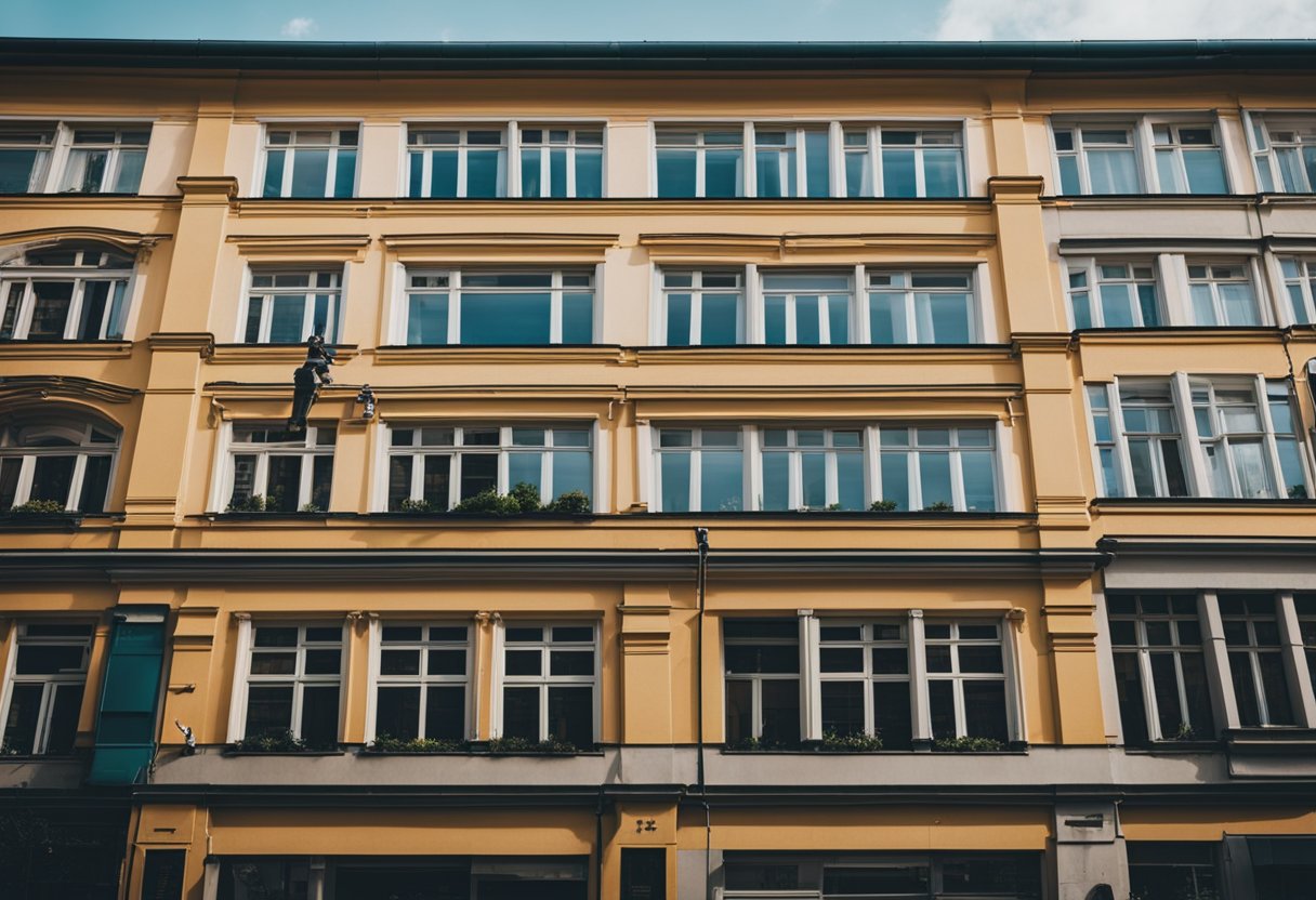 Colorful buildings line the streets of Berlin's diverse neighborhoods, with bustling cafes and vibrant street art adding to the lively atmosphere
