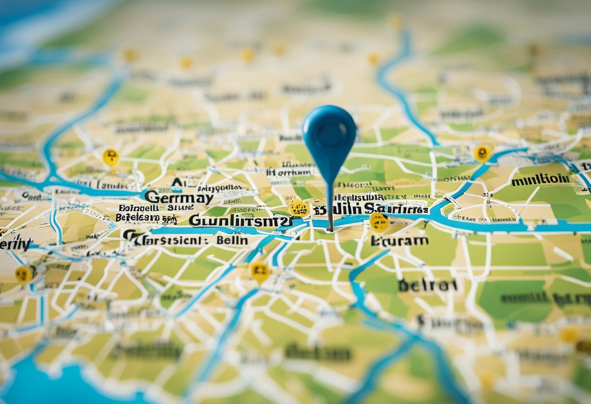 A map of Germany with a star marking the location of Berlin