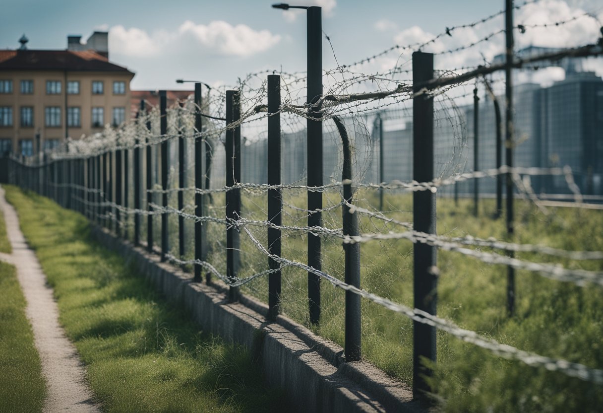 Deutschland baut die Berliner Mauer und teilt die Stadt mit einer Betonmauer und Stacheldraht