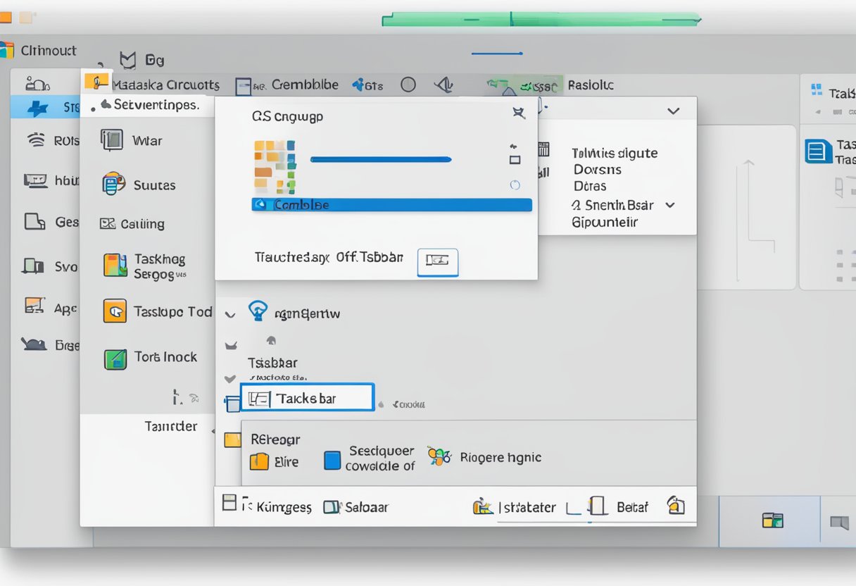 The Windows 11 taskbar displays multiple grouped icons. To ungroup, right-click on the taskbar, select "Taskbar settings," then toggle off "Combine taskbar buttons."