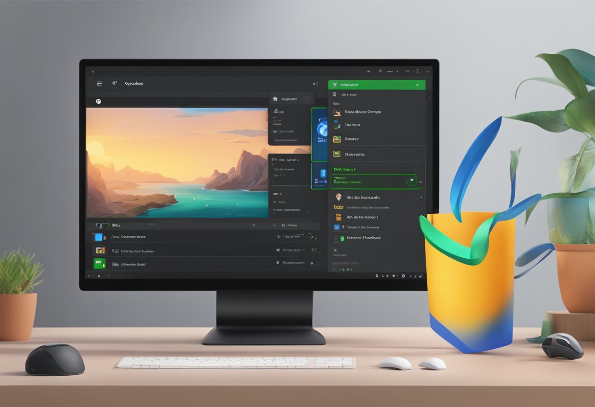 The computer screen shows the "Settings" app open, with the option to uninstall Xbox Game Bar highlighted and ready to be clicked