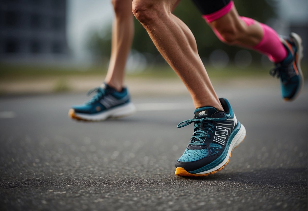 A runner grimaces as their foot arches in pain mid-stride