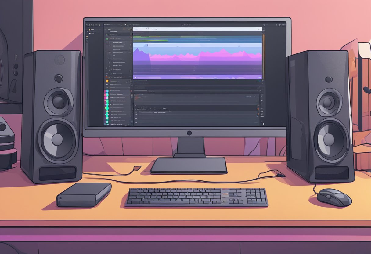 A computer screen showing the process of setting up stereo mix in Discord, with the necessary audio settings and options displayed on the screen