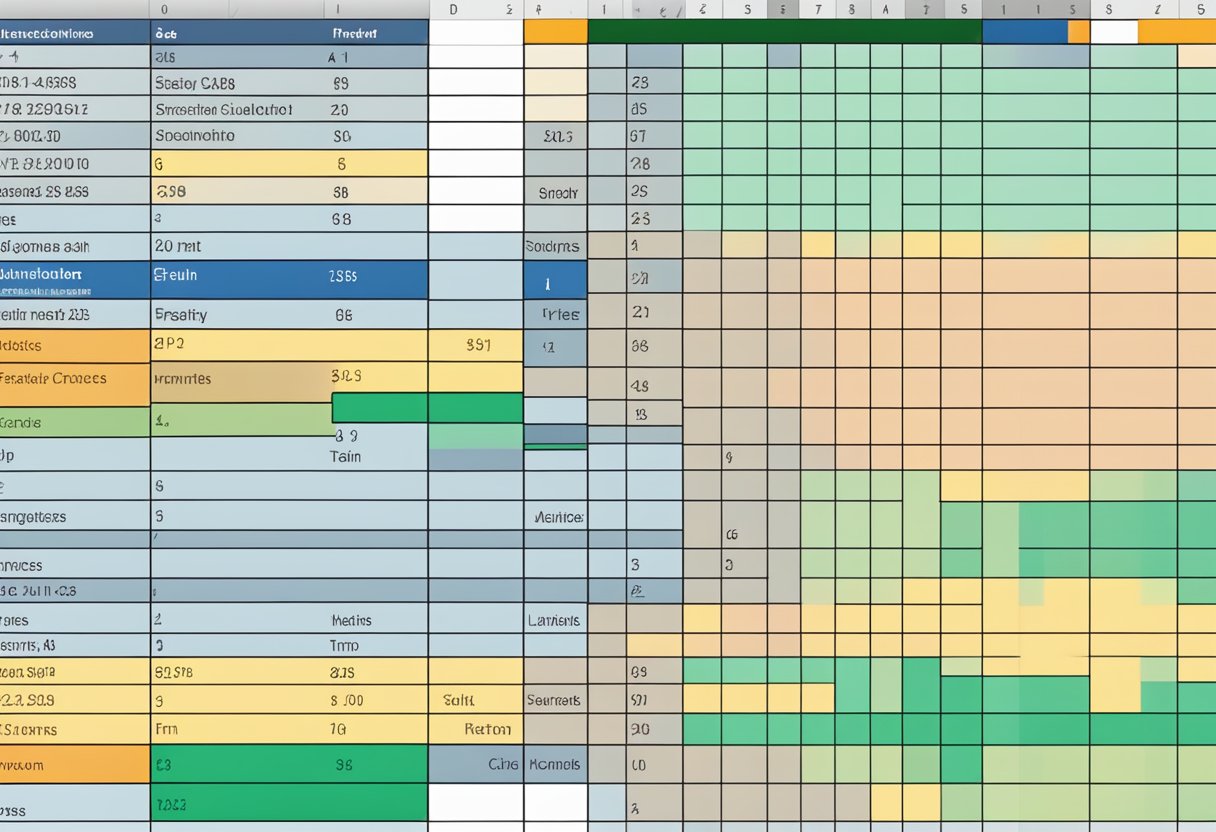 An Excel spreadsheet with a non-functional vertical scroll bar