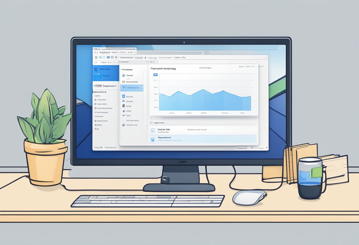 A computer screen displays the Dropbox interface, showing the storage usage bar and options to view space usage