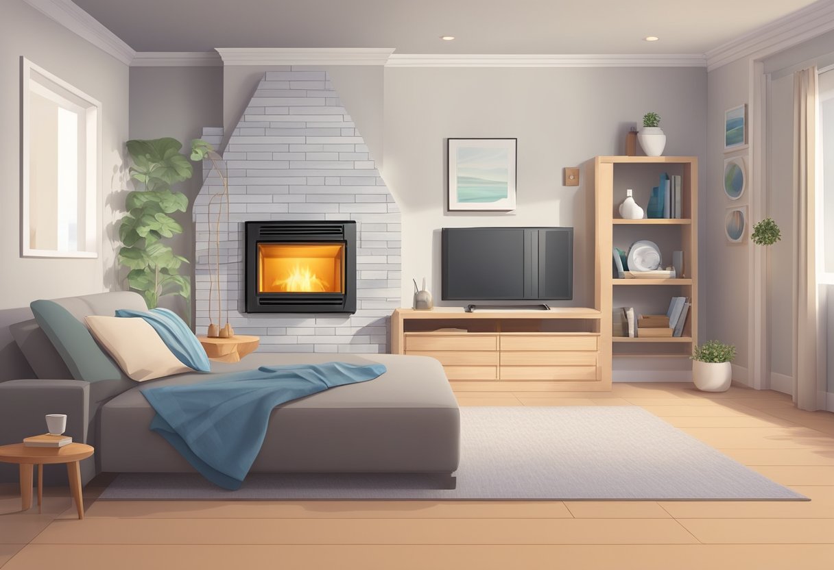 A furnace hums softly as warm air flows through ducts, heating a cozy home. The thermostat is set to an optimal temperature, ensuring efficient and reliable performance