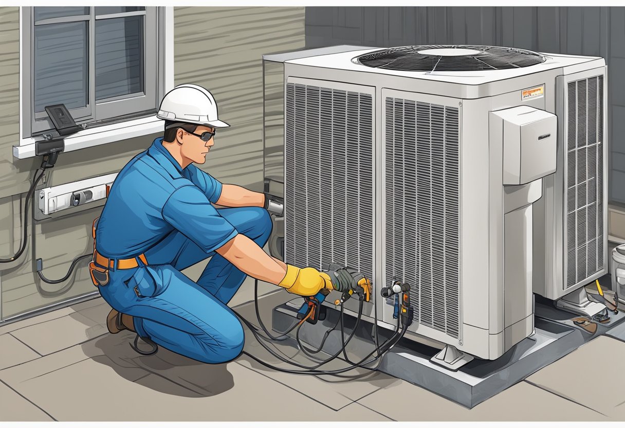 A technician performs routine air conditioning check-ups, ensuring system efficiency and benefits of regular maintenance