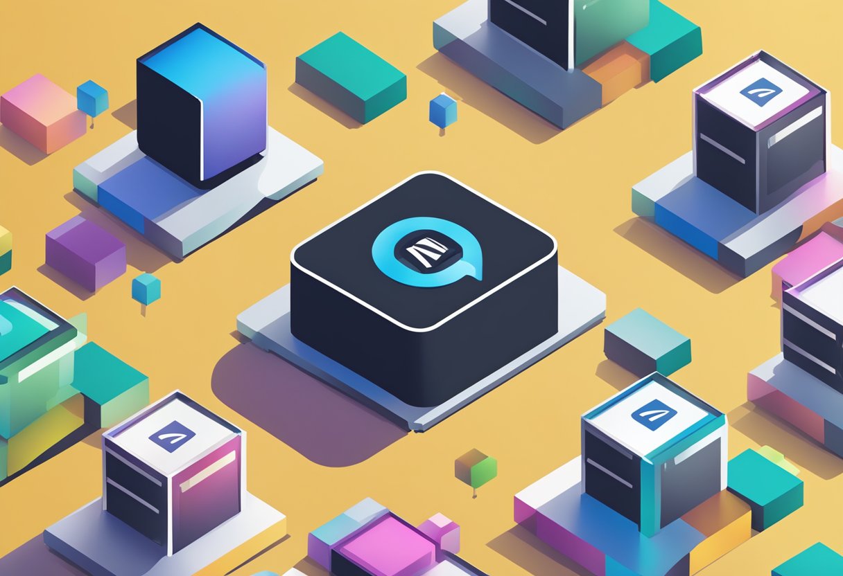 A computer with AMD and Intel processor boxes side by side, with a question mark hovering above them