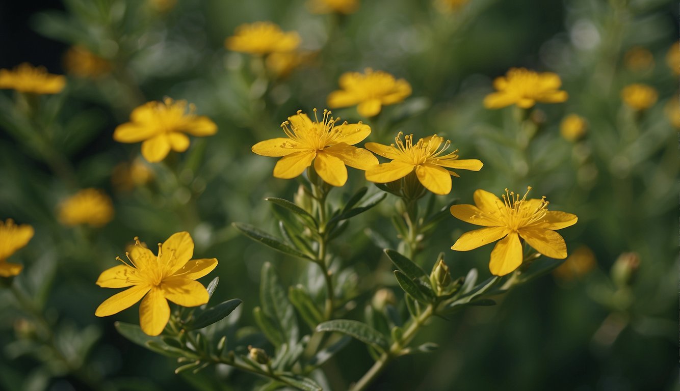 St. John's Wort flowers and leaves are being carefully harvested and prepared for dermatological use, showcasing its healing properties
