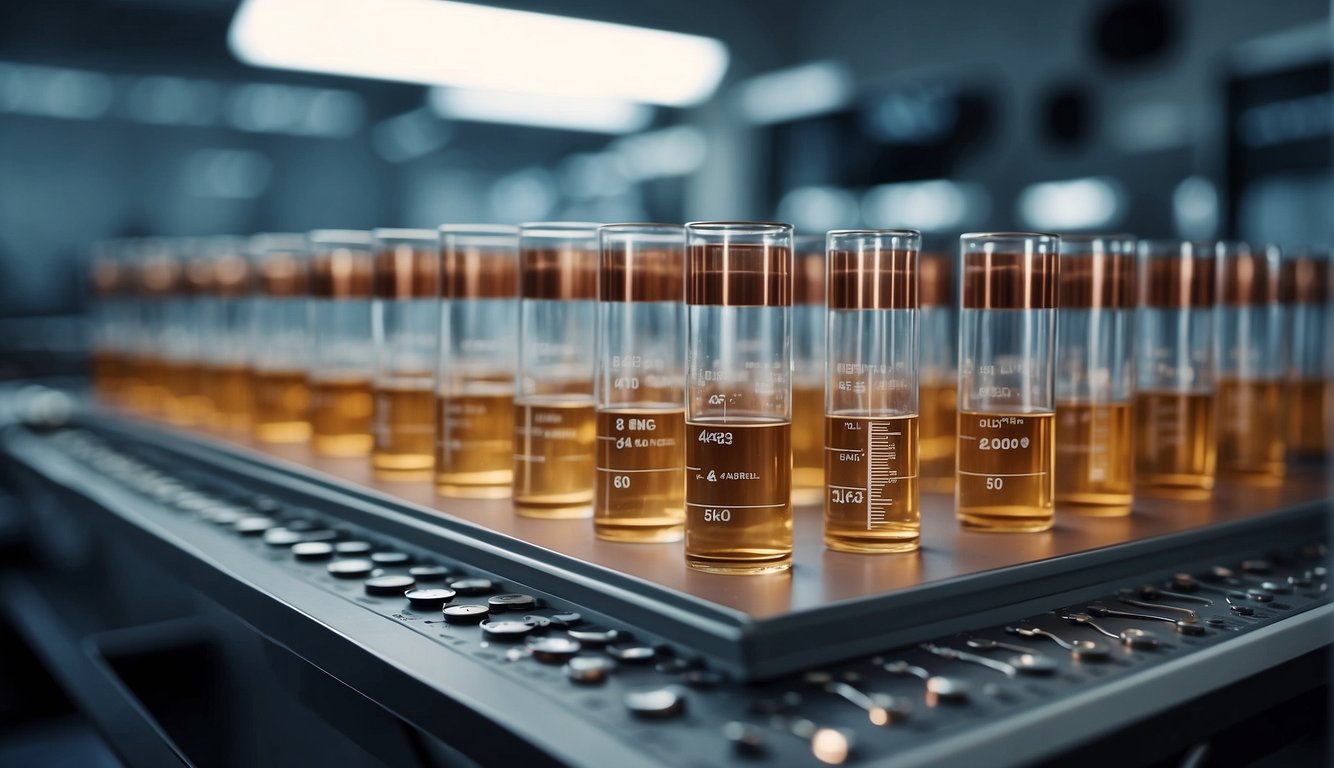 A laboratory setting with test tubes and equipment, showcasing the research process of Copper Peptide GHK-Cu