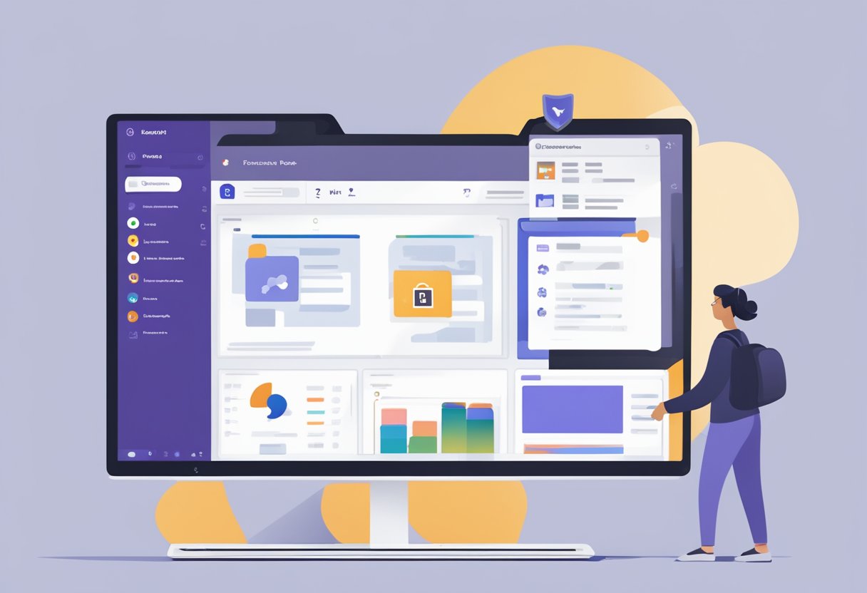 A computer screen displaying a Microsoft Teams interface with a "Screen Sharing" option grayed out and a frustrated user trying to click on it