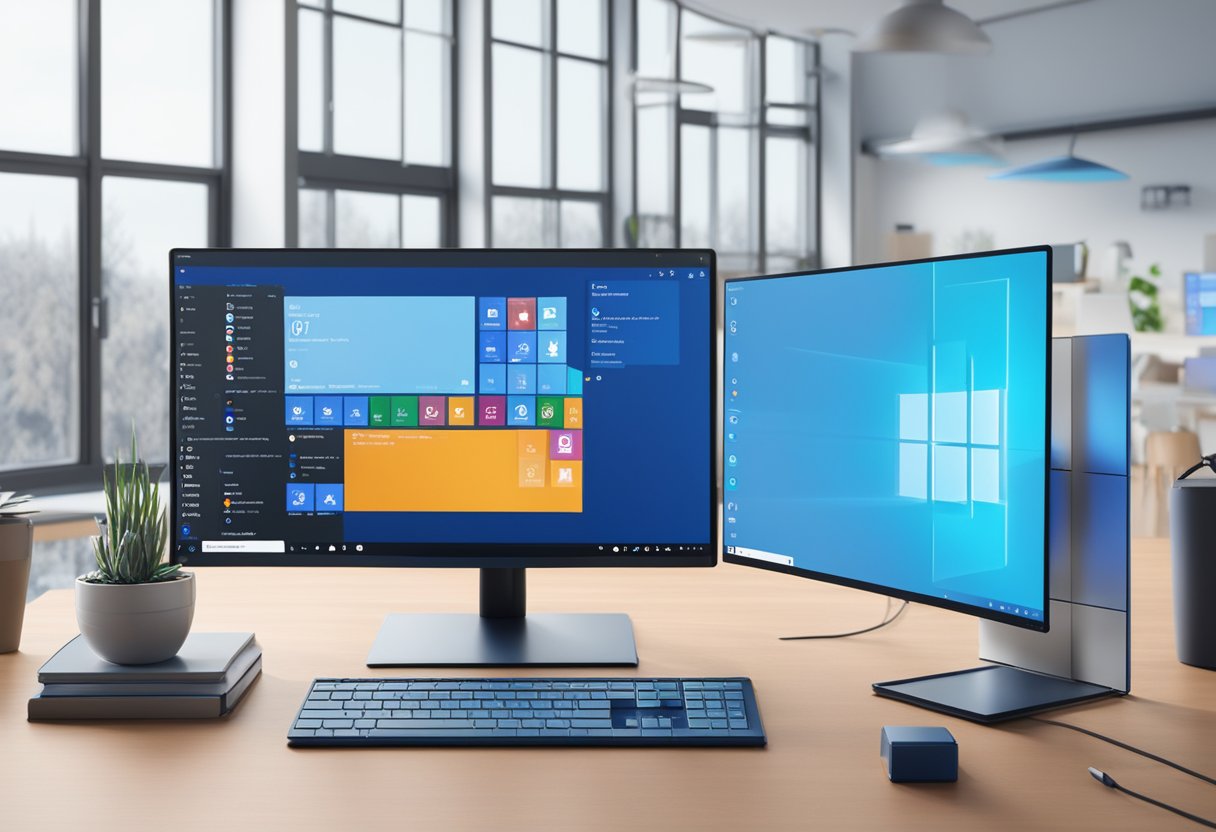 Windows 11 screen frozen with error message, blue screen of death, and multiple open applications