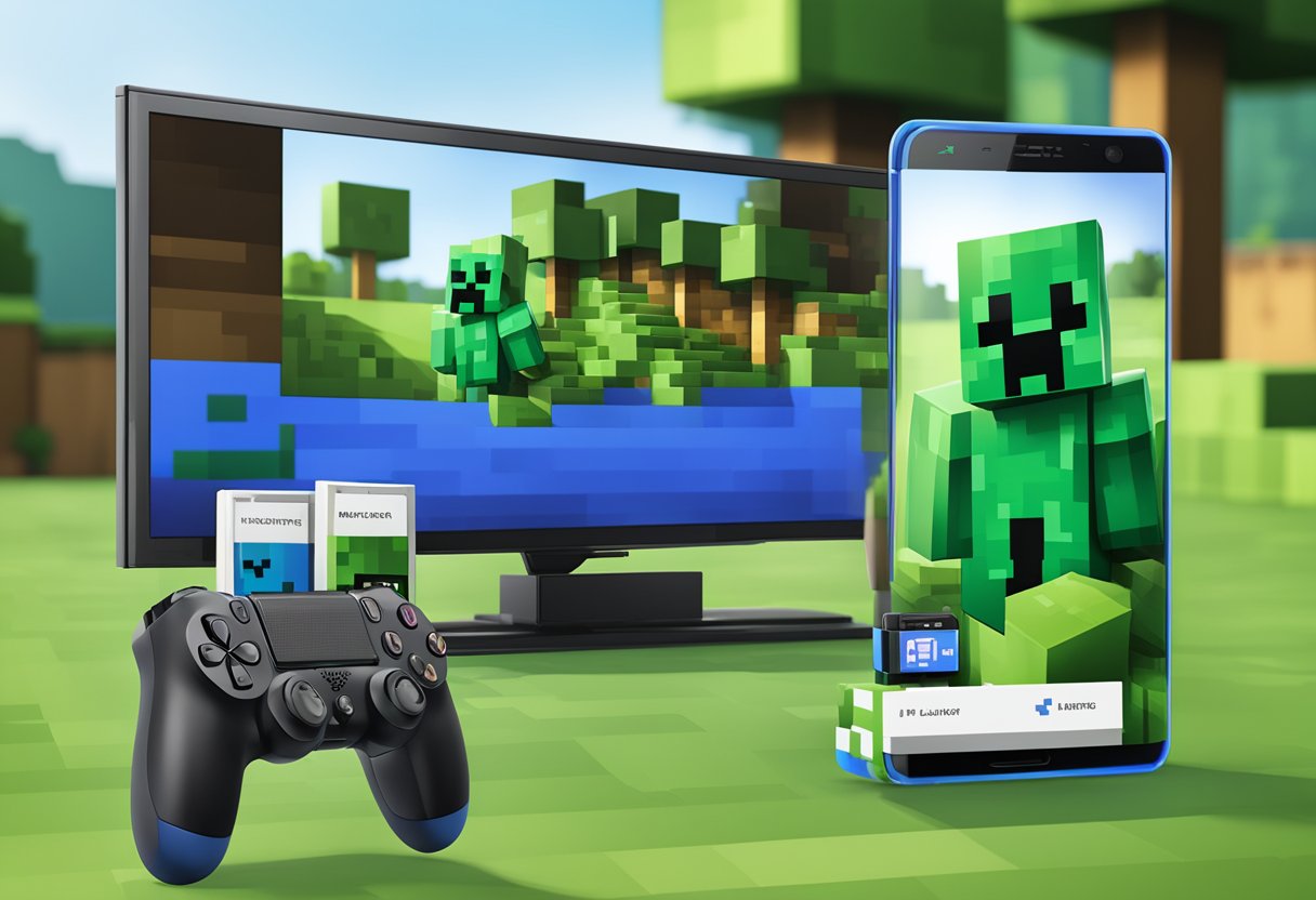 Minecraft game icon on PS4 screen, with error message "Launch Failed" displayed. Controller nearby