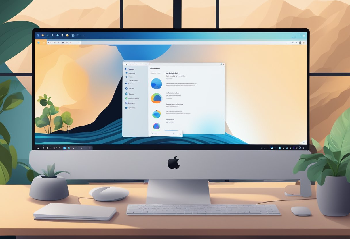 A computer screen displaying the Windows 11 desktop with the Spotlight feature visible but not changing. The desktop background is a scenic image with no visible human presence