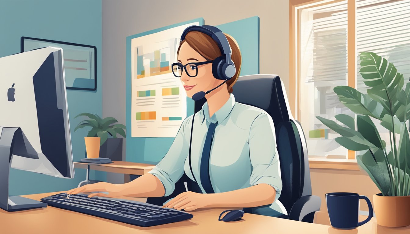 A customer service representative assists a client with post-loan support, offering personalized services and guidance. Multiple communication channels are available for convenience