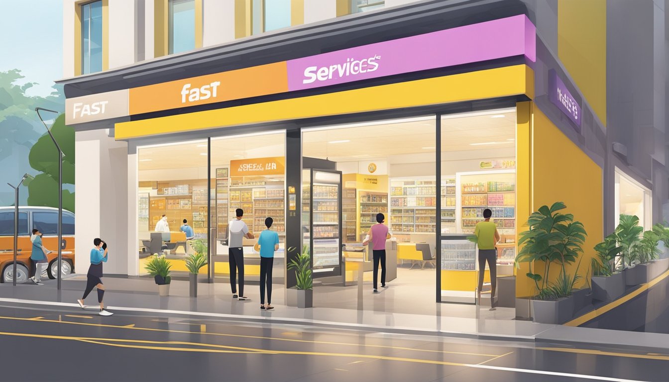 People flock to Fast Money Services in Tampines, Singapore, enjoying quick and efficient financial transactions. The bright and modern storefront beckons with its welcoming atmosphere and efficient service