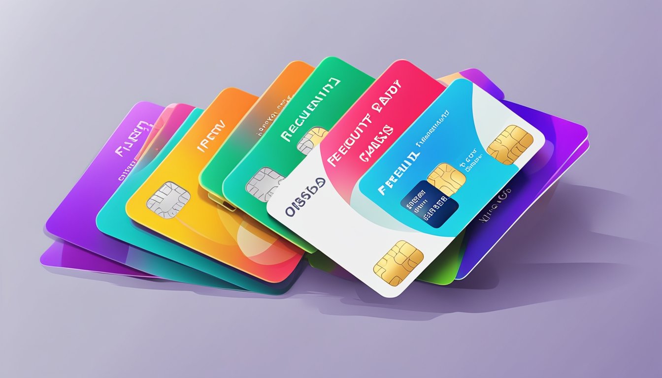 A stack of colorful debit cards with "Frequently Asked Questions" text on a sleek, modern background