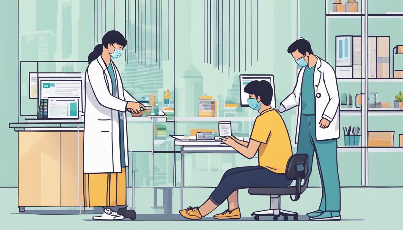 A person receiving a free PCR test in Singapore