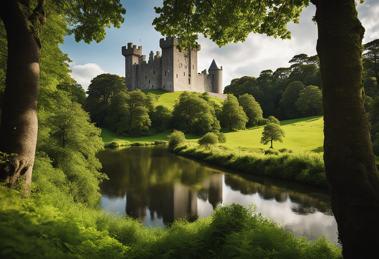 Folklore Surrounding the Blarney Stone- The majestic castle stands atop a lush green hill, surrounded by ancient trees and a babbling brook. Folklore whispers of the mystical Blarney Stone, said to bestow eloquence on those who kiss it