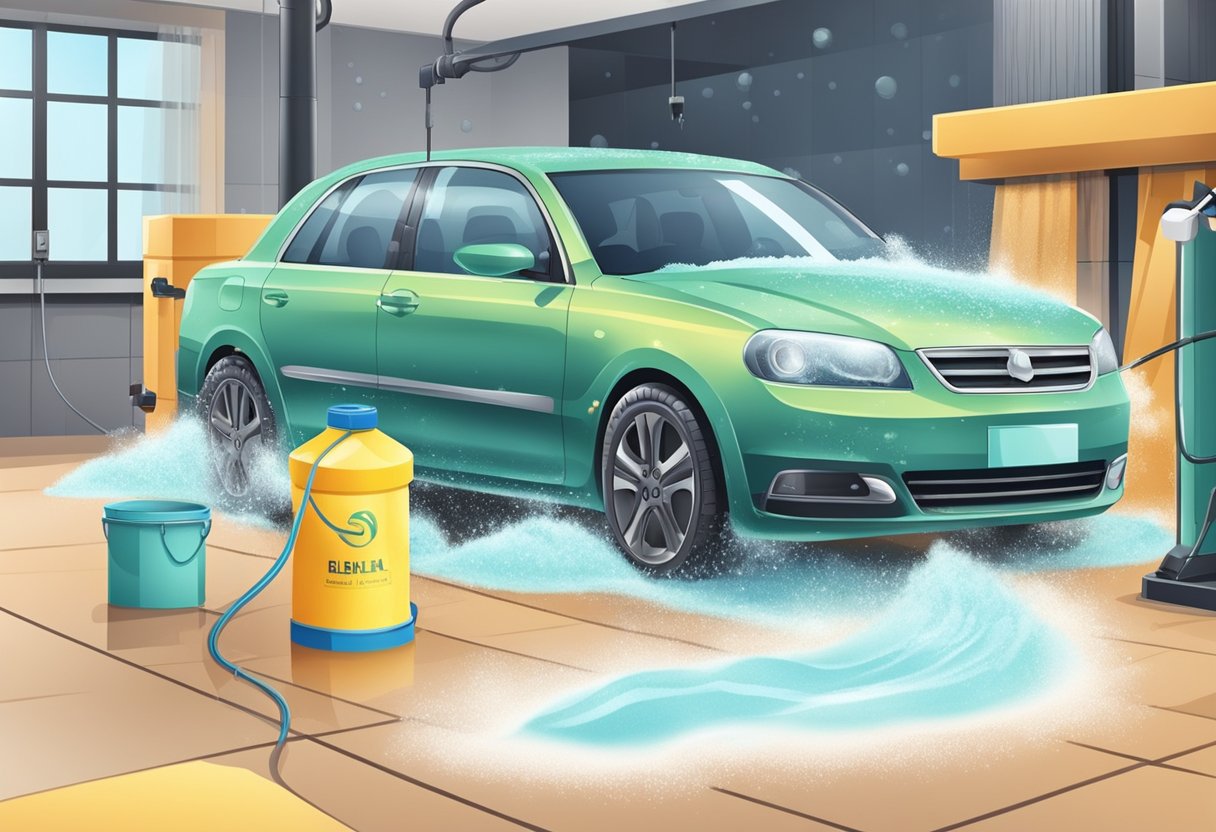 A car being washed with a soft sponge and gentle, circular motions, while using a high-quality car wash solution