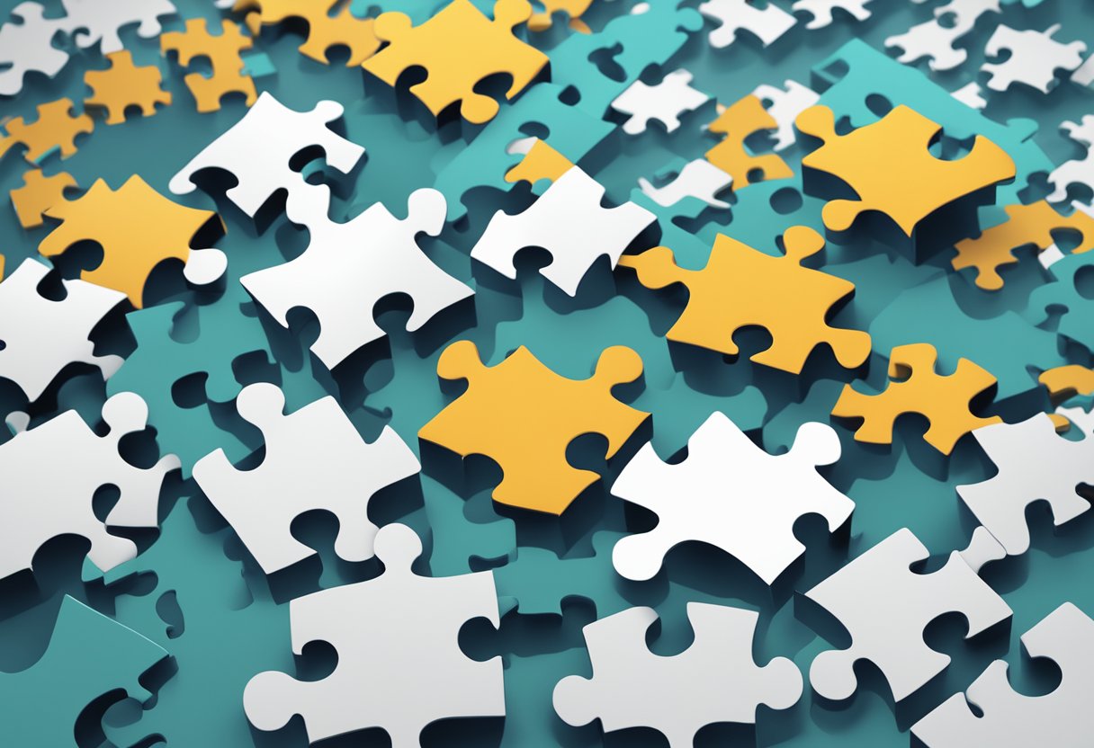 A group of interconnected puzzle pieces representing the consequences of joint liability for investors in a contract