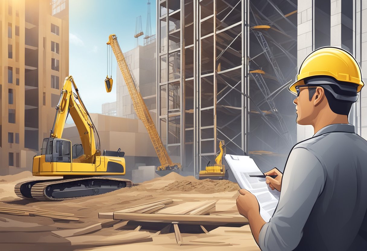 An inspector oversees a construction site, ensuring the success of the investment. They monitor progress and quality, ensuring compliance with regulations