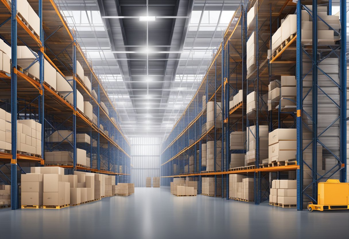 A warehouse with different types of storage structures and guidelines for effective storage