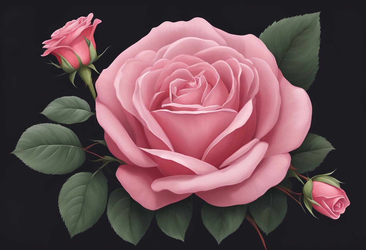 A red rose entwined with a soft pink rose, symbolizing love and passion, against a dark background