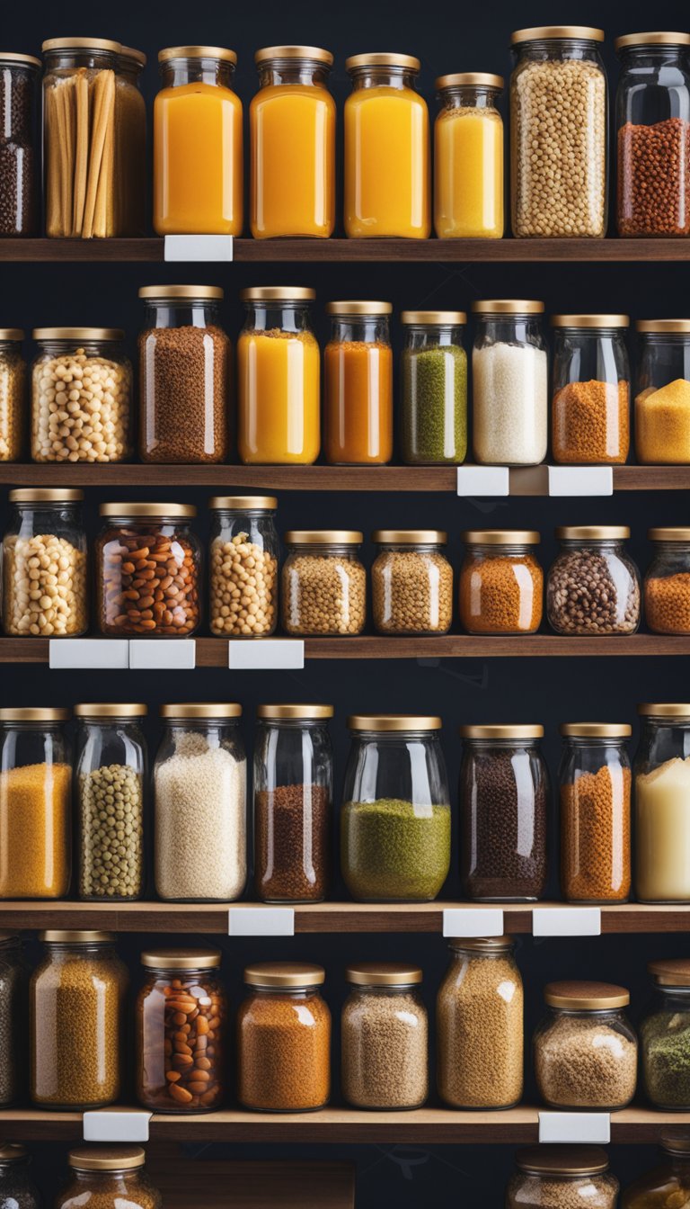 A diverse array of global food items line the shelves, from exotic spices to unique condiments and specialty ingredients